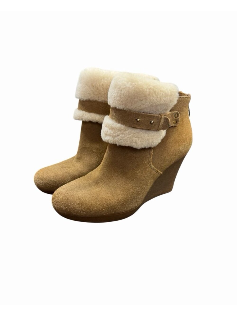 UGG Australia Antonia Chestnut Shearling Wedge Ankle Boots Women’s Size 8.5